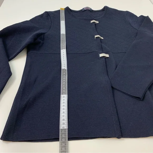 Saint James Cardigan Wool Blue France Sz 12 Metal Clasps Nautical Old Money - Picture 5 of 12